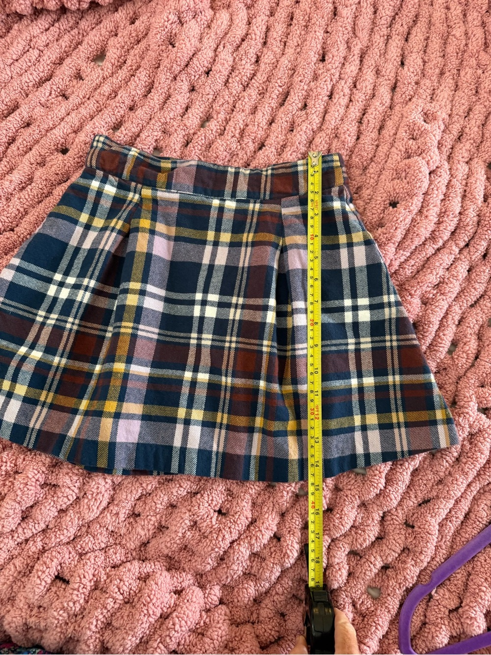 Copper Key Plaid Pleated Cotton Flannel Mini Skirt Dark Academia Small